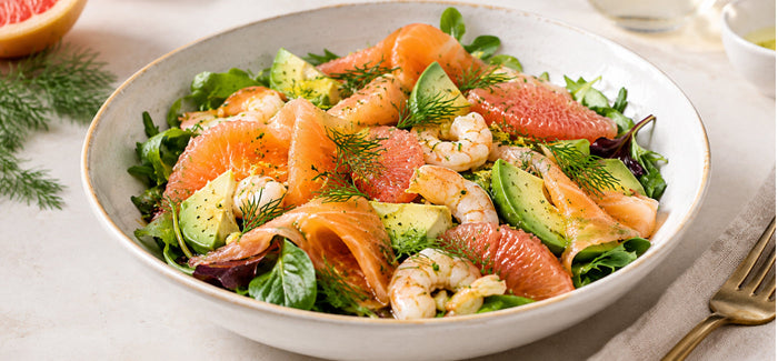Salade saumon fume avocat pamplemousse