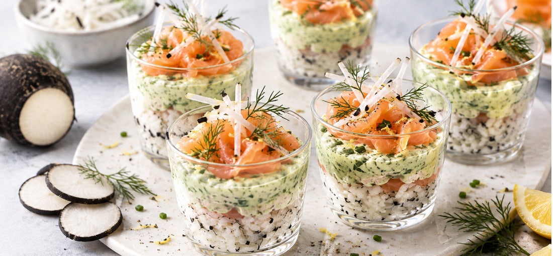 Verrine radis noir saumon fumé