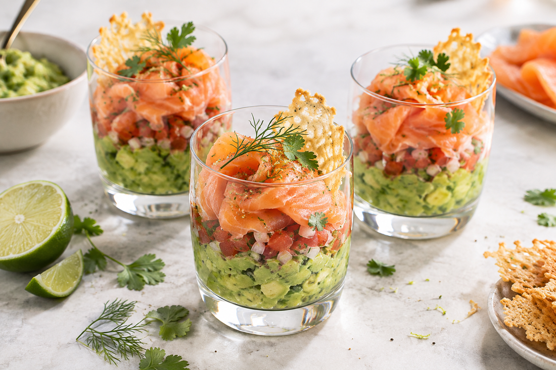 Verrines guacamole et saumon fumé
