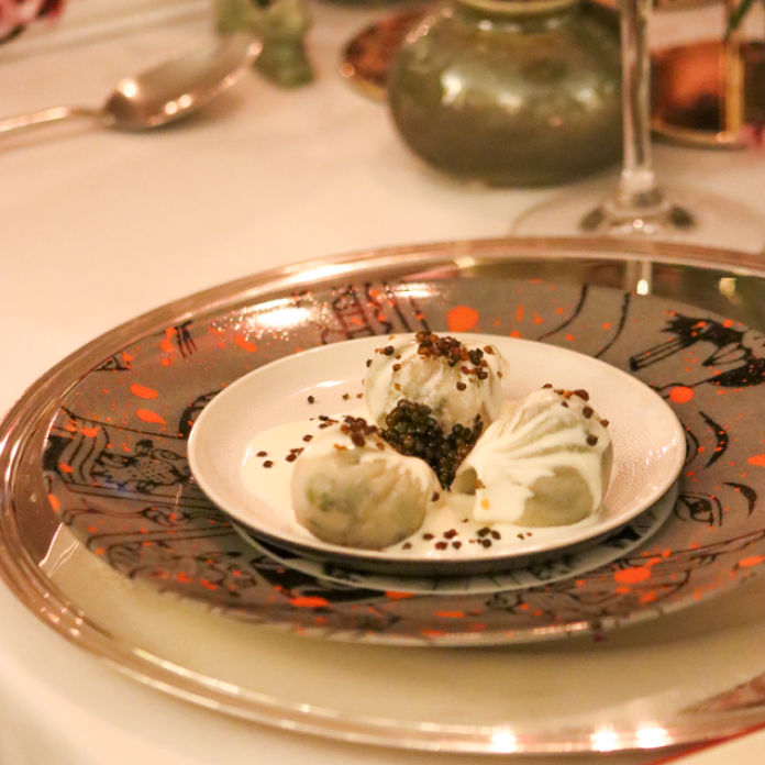 raviolis crevettes caviar