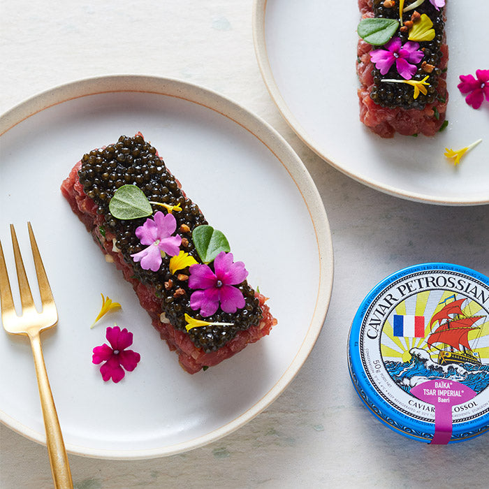 Tartare de bœuf au caviar français et huile de noisette