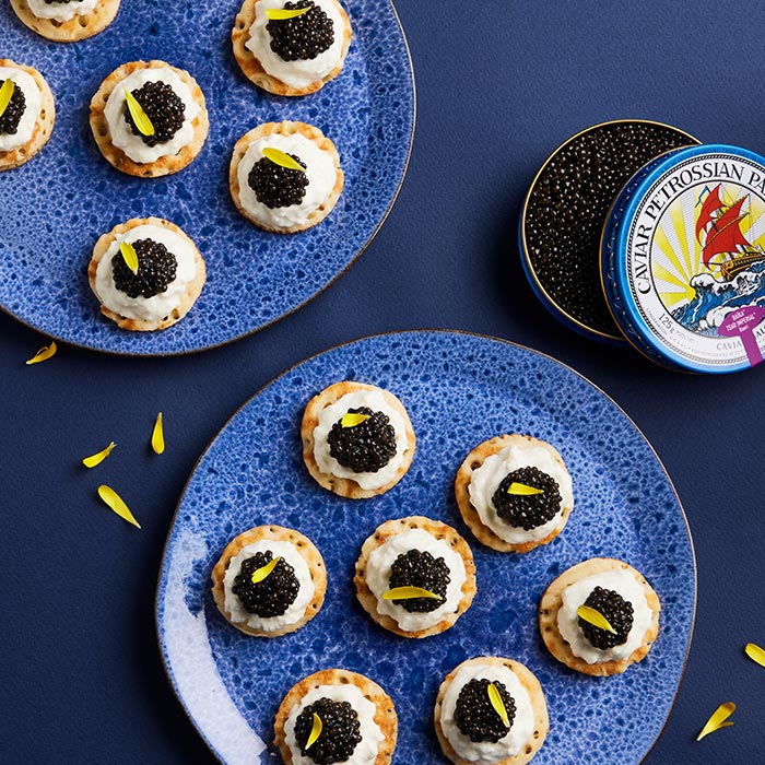 Blinis, burrata et caviar