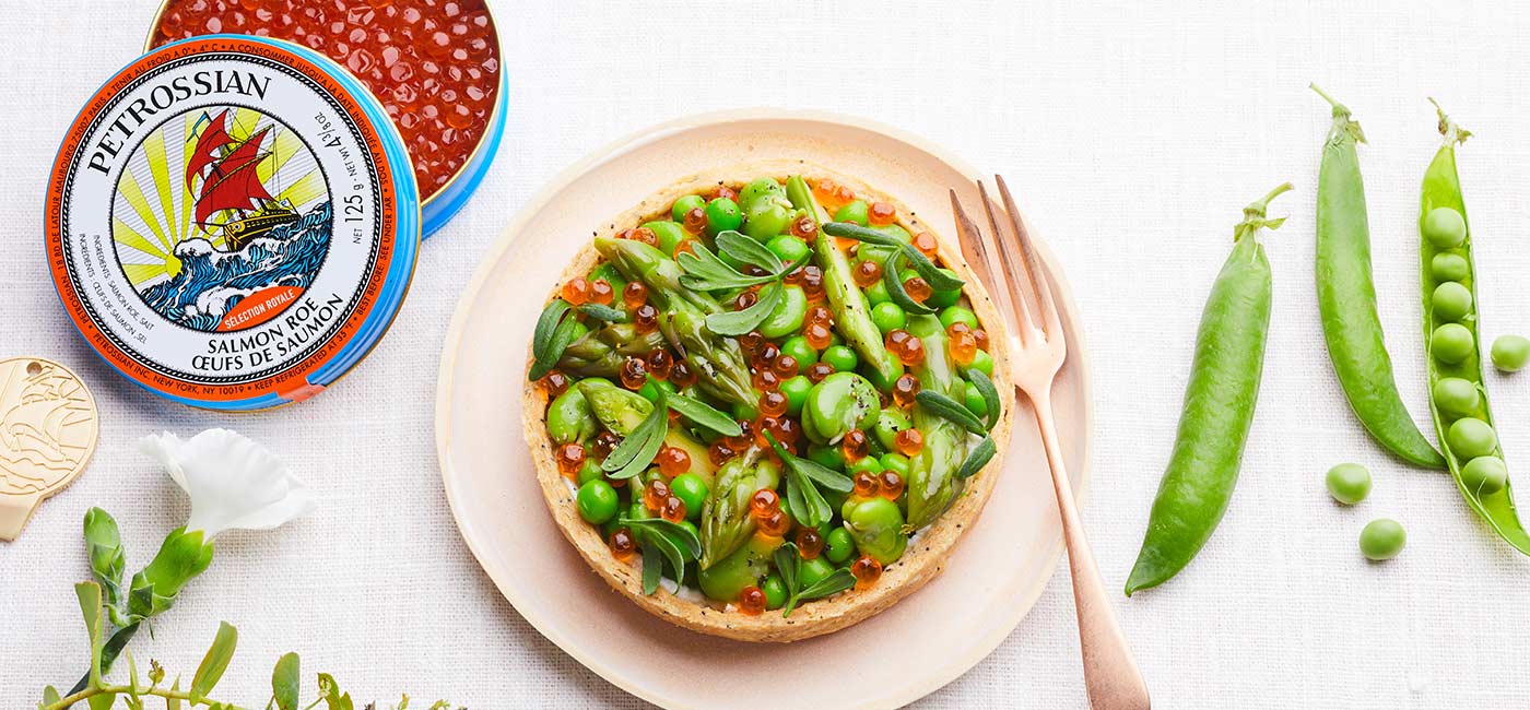 Tartelettes ricotta, légumes et œufs de saumon