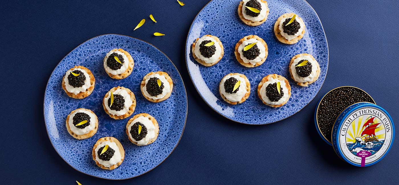 Blinis, burrata et caviar