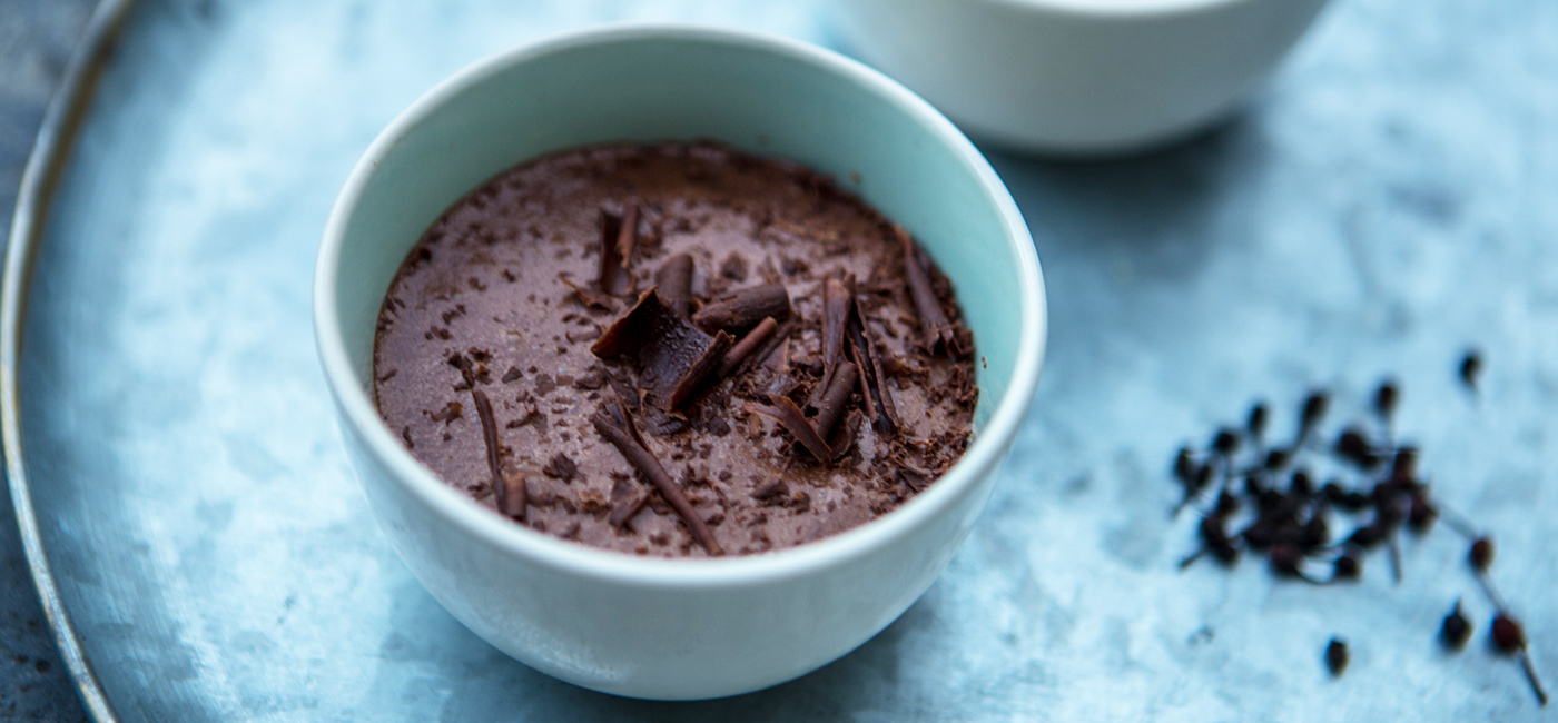 Chocolate mousse with candied ginger strips