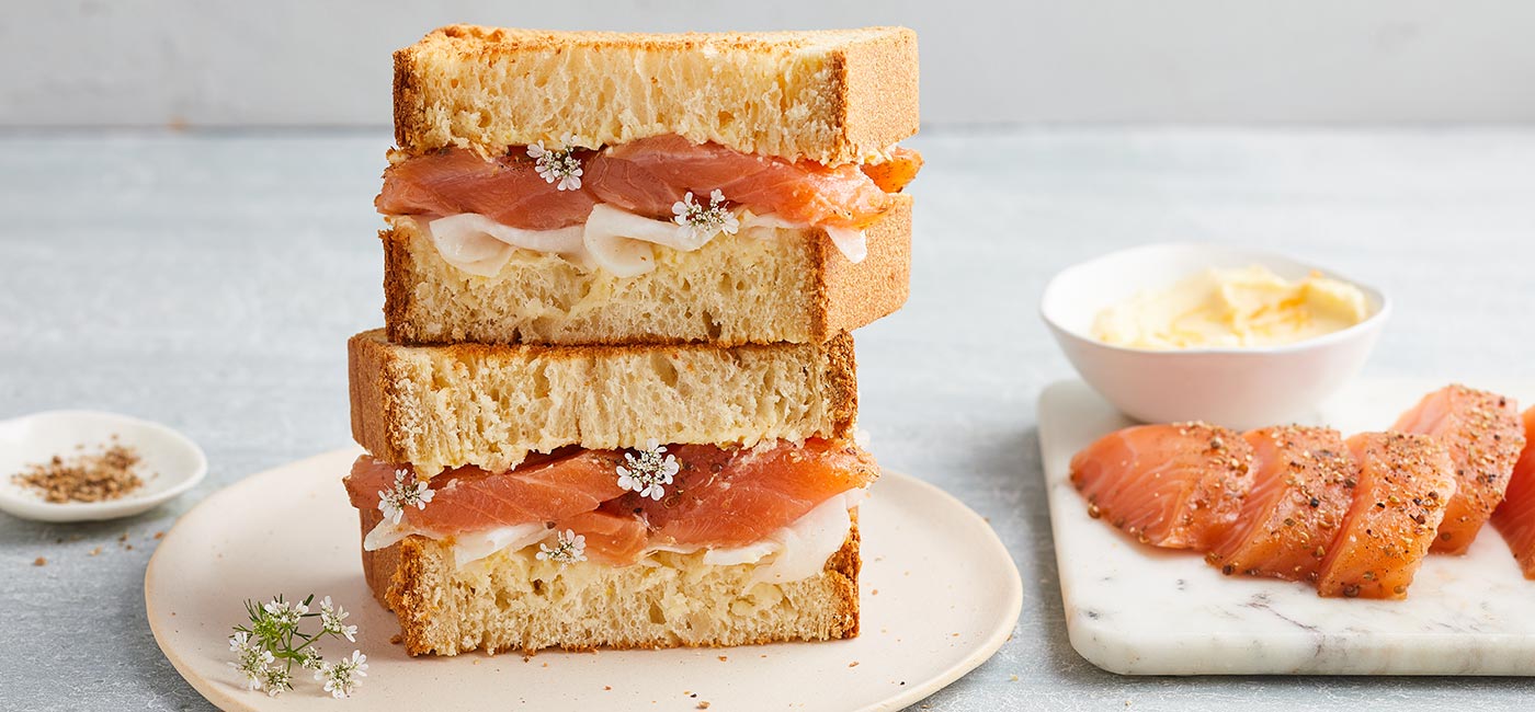 The smoked salmon club sandwich 