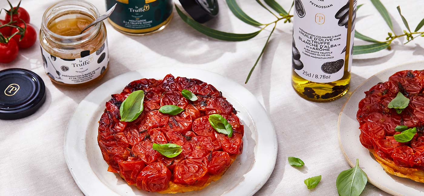  Tarte Tatin aux tomates cerises et à la truffe