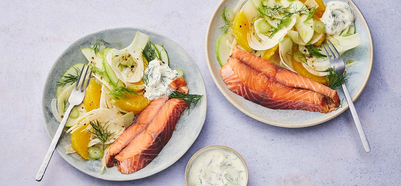 Truite fumée Khabarovski®, salade de fenouil et orange